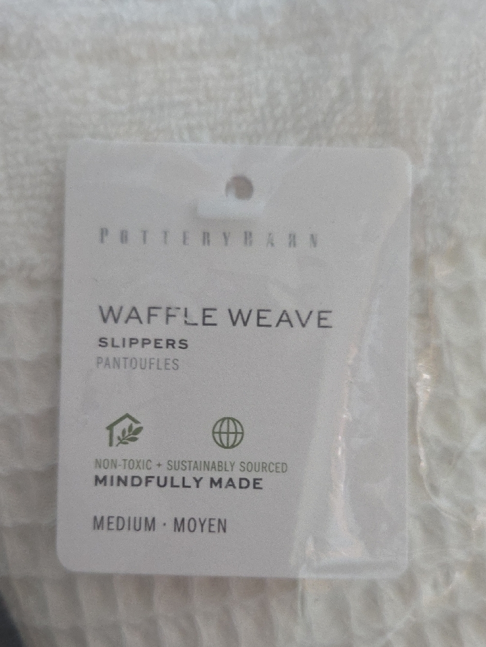 NWT White Pottery Barn Waffle Weave Slippers - Picture 3 of 3